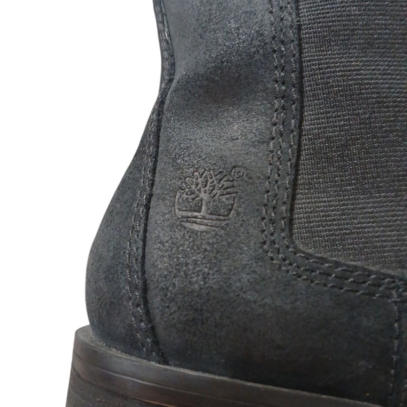 Timberland Black Leather Combat Boots Women's Black Lug Sole Booties Size 7 - Picture 6 of 13